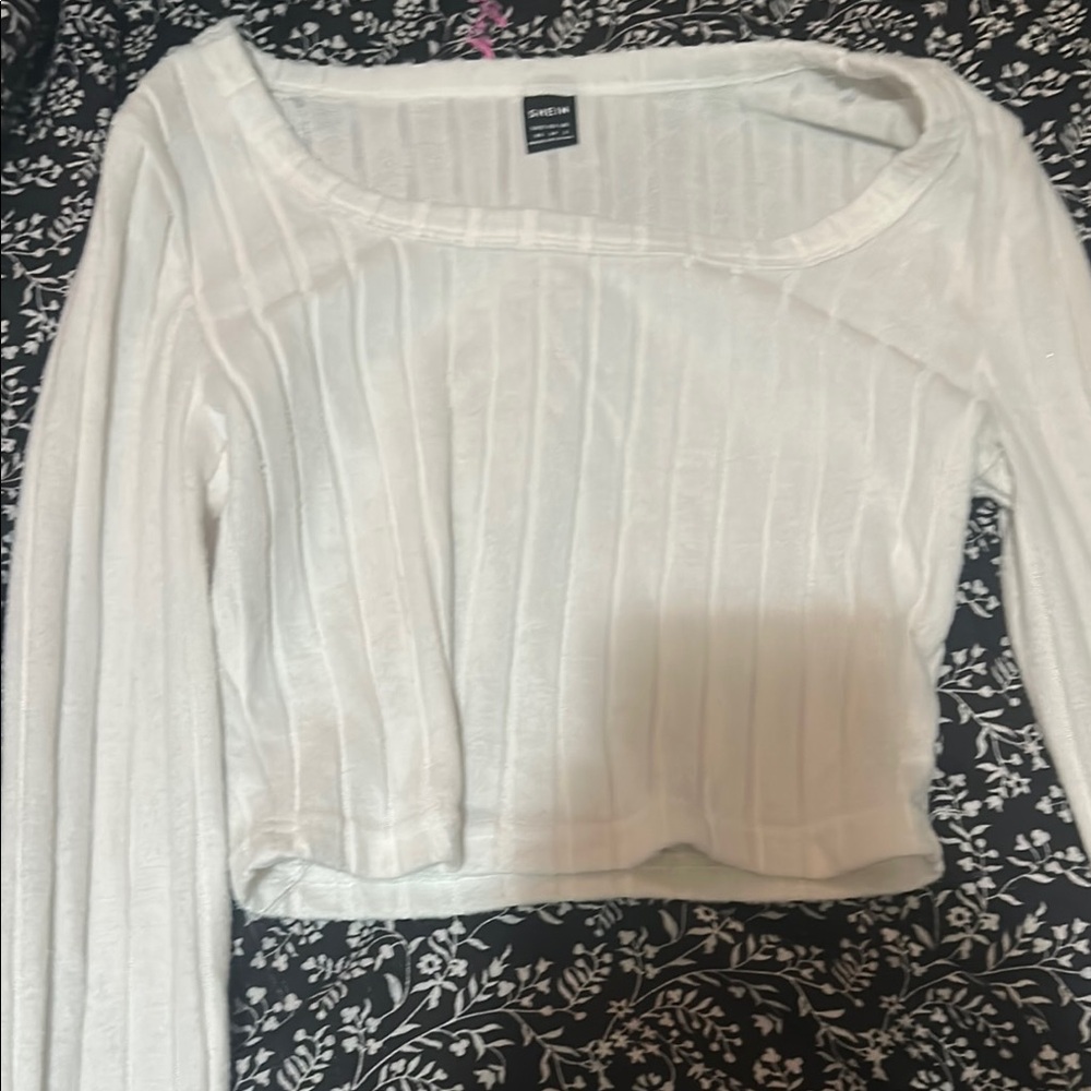 Shein White Ribbed Women's Top